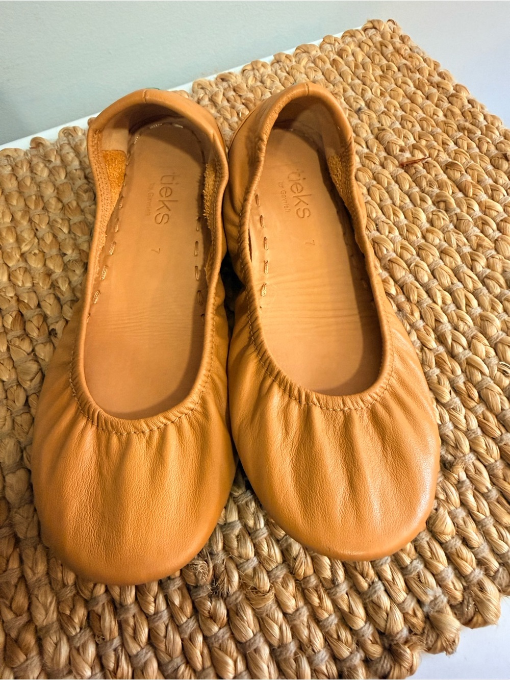 Tieks Leather Ballet Flats in Camel Tan